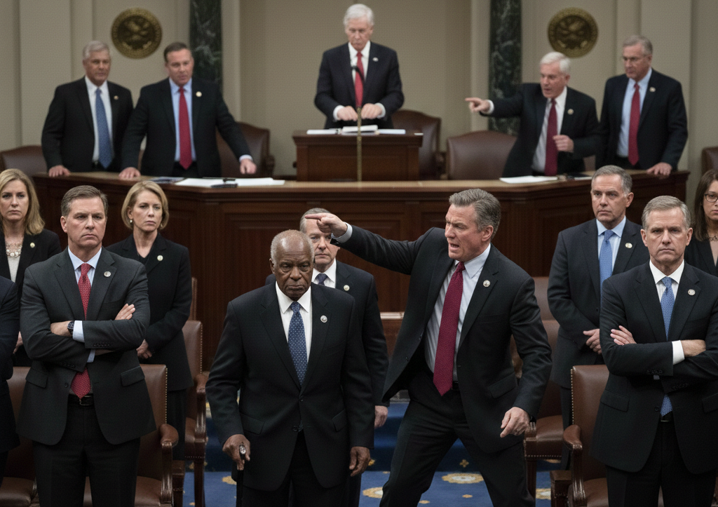 ട്രംപിന് മുന്നിൽ കുനിയാതെ പ്രതിപക്ഷം! വംശീയ അധിക്ഷേപത്തിനെതിരെ പ്ലക്കാർഡുമായി എംപി; യുഎസ് കോൺഗ്രസിൽ നാടകീയ രംഗങ്ങൾ.