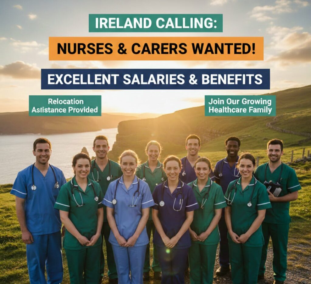 അയർലണ്ടിൽ സ്റ്റാഫ് നഴ്‌സ്, ഹെൽത്ത് കെയർ അസിസ്റ്റന്റ് ഒഴിവുകൾ.