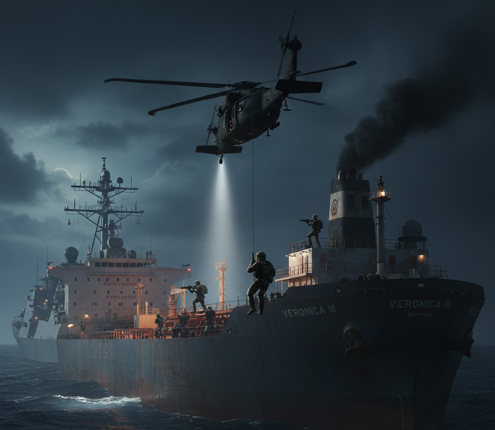 ട്രംപിന്റെ പടയോട്ടം കടലിലും; വെനിസ്വേലൻ എണ്ണയുമായി കടന്ന ‘നിഴൽ കപ്പലുകൾക്ക്’ പൂട്ടിട്ട് യുഎസ് നാവികസേന.