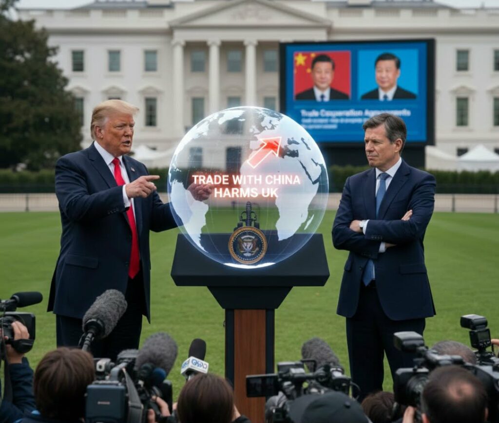 ചൈനയുമായി വ്യാപാരബന്ധം ശക്തിപ്പെടുത്തുന്നത് ബ്രിട്ടനു ദോഷകരമാകുമെന്ന മുന്നറിയിപ്പുമായി ട്രംപ്; സ്റ്റാർമറുടെ ചൈനീസ് സന്ദർശനത്തിനിടെ വിവാദ പരാമർശം