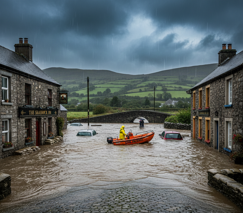 അയർലണ്ടിൽ കനത്ത മഴയും വെള്ളപ്പൊക്കവും: ഡബ്ലിൻ ഉൾപ്പെടെയുള്ള പ്രവിശ്യകളിൽ ഓറഞ്ച് അലേർട്ട്; സ്കൂളുകൾക്കും ഓഫീസുകൾക്കും നിയന്ത്രണം.