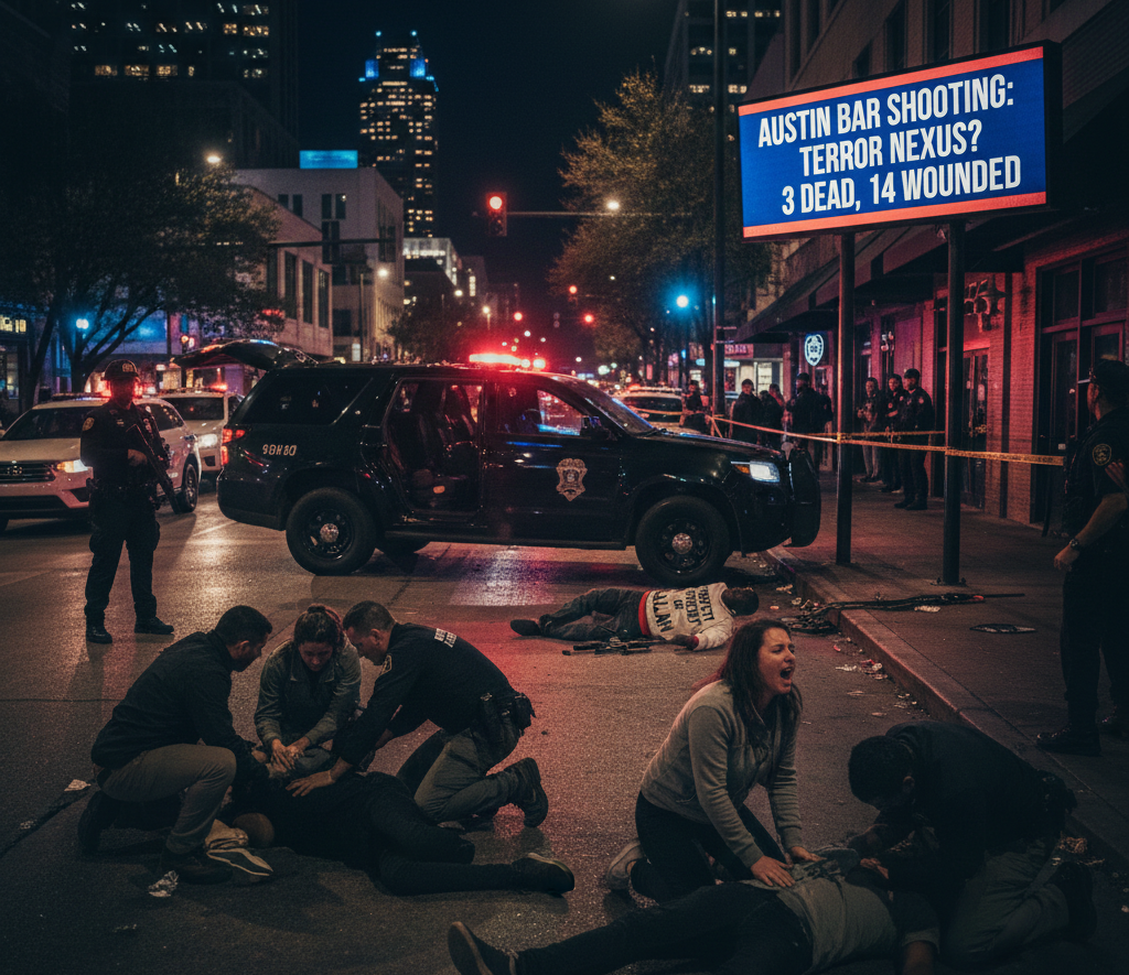 യുഎസിലെ ടെക്സാസിൽ ബാറിന് മുന്നിൽ വെടിവയ്പ്പ്; ഭീകരബന്ധം സംശയിക്കുന്ന അക്രമിയടക്കം 3 പേർ മരിച്ചു.