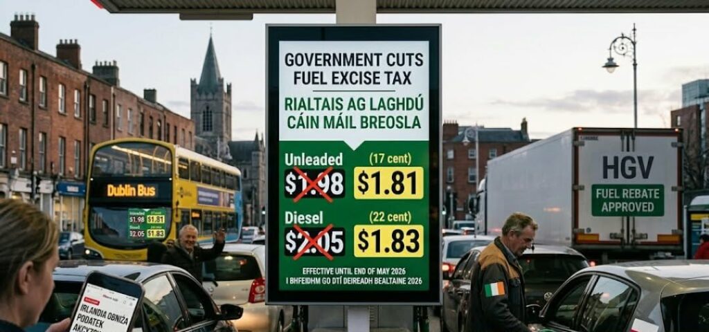 അയർലൻഡിൽ ഇന്ധനവില കുറയും: എക്സൈസ് ഡ്യൂട്ടി വെട്ടിക്കുറയ്ക്കാൻ സർക്കാർ തീരുമാനം.