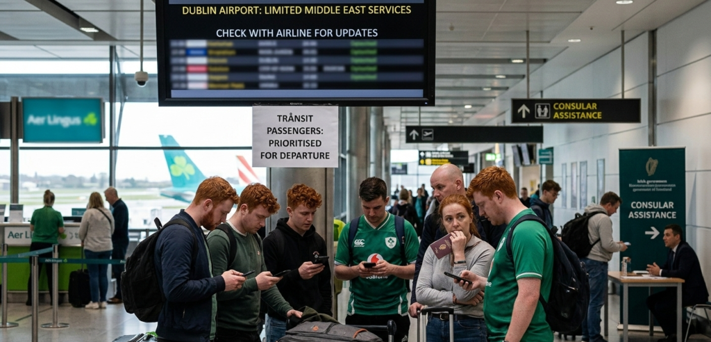 ഗൾഫിൽ കുടുങ്ങിയ ഐറിഷ് പൗരന്മാർക്ക് ആശ്വാസം; യുഎഇ വിമാനത്താവളങ്ങൾ ഭാഗികമായി തുറന്നു.