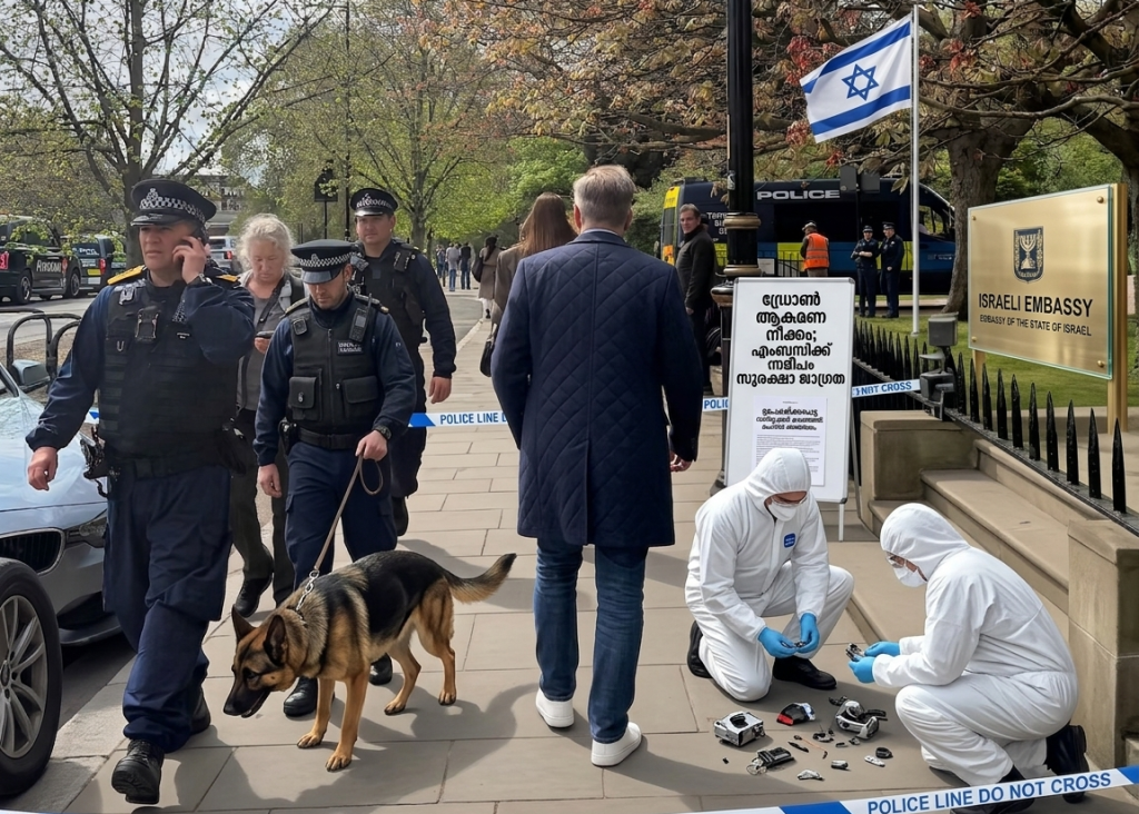 ഇസ്രായേൽ എംബസിക്ക് നേരെ ഡ്രോൺ ആക്രമണ നീക്കം? ലണ്ടനിൽ പോലീസ് അന്വേഷണം ഊർജ്ജിതം.